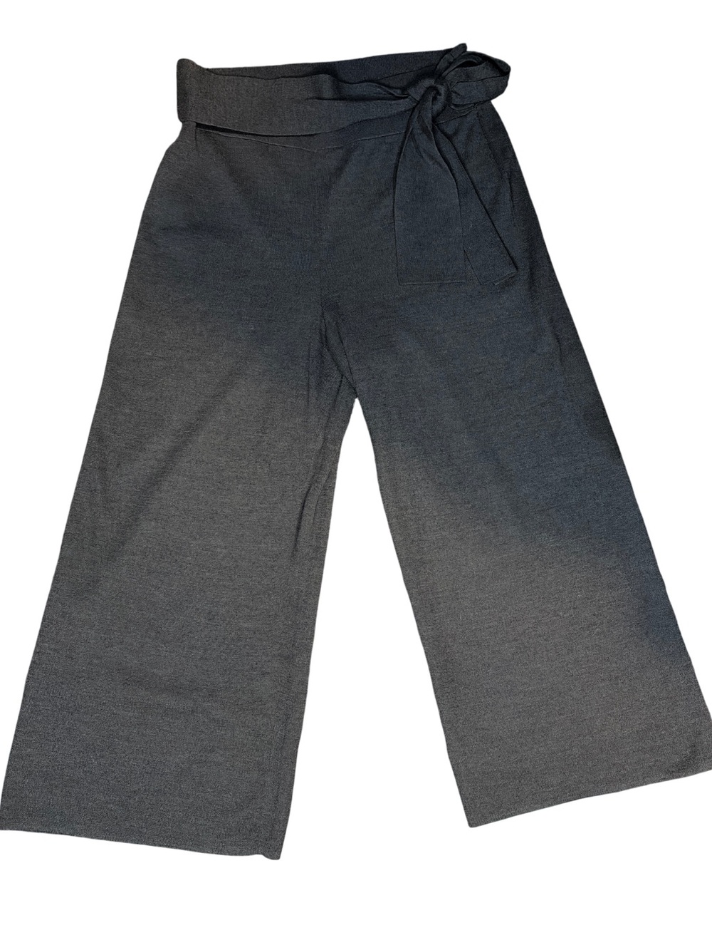 Anthropologie by Moth Charcoal Wide-Leg Tie Waist Cropped Pants, Med